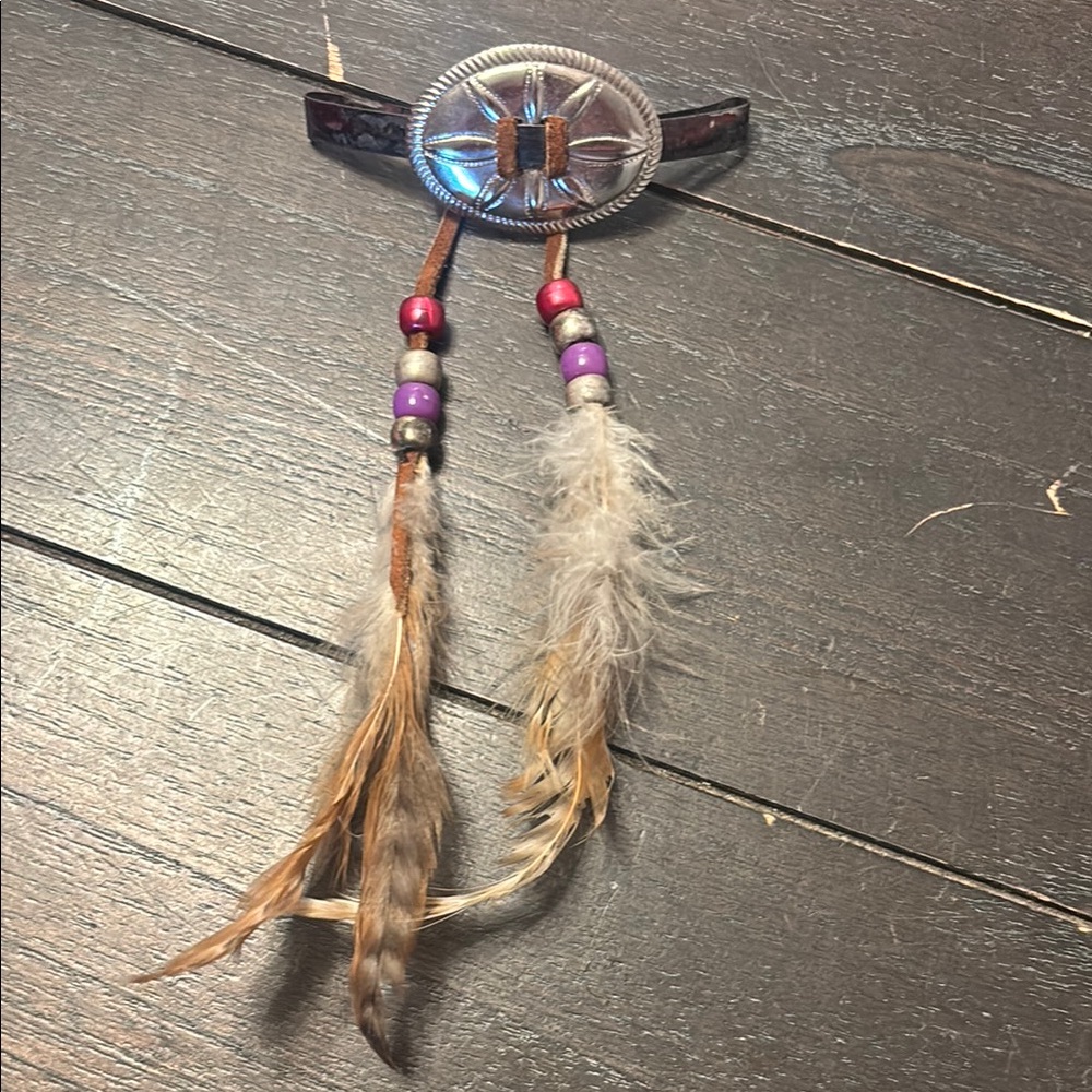 Silver Feather Hair Clip with Beads